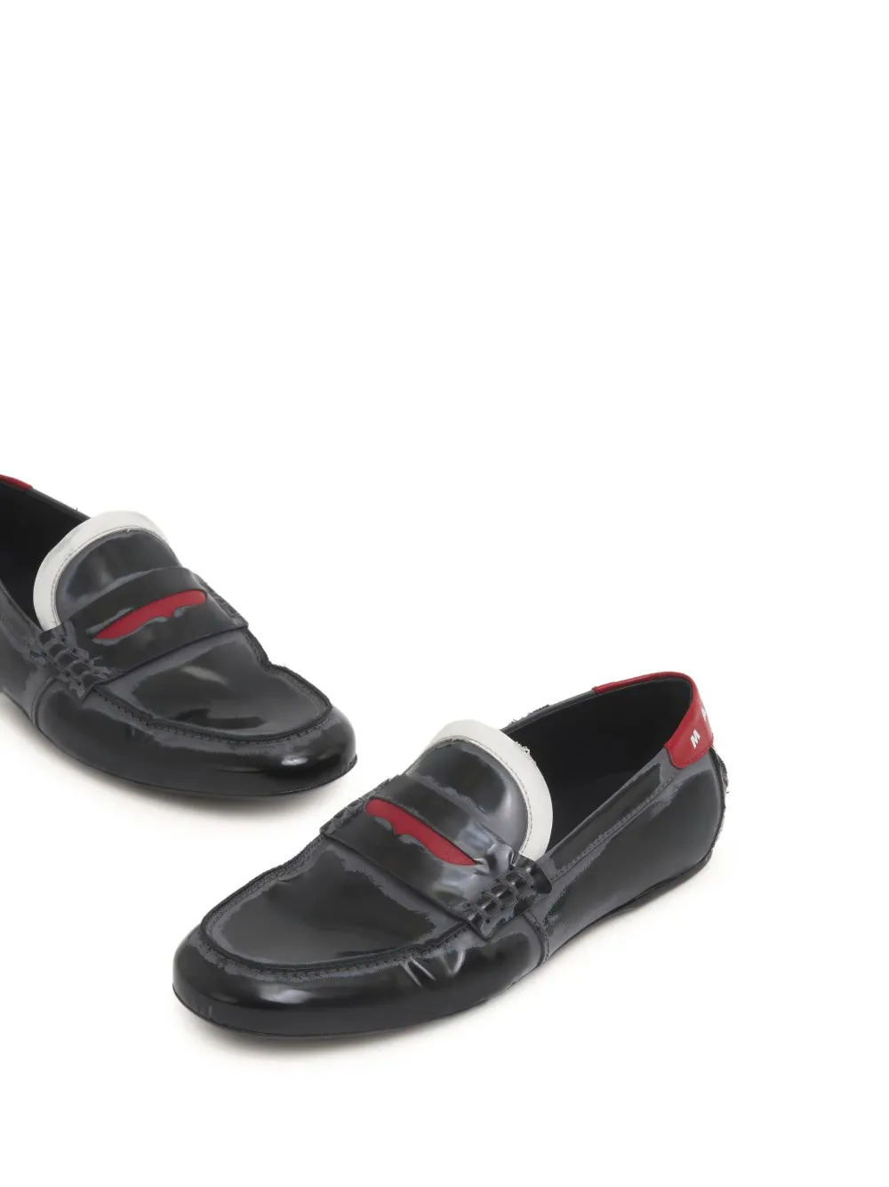 Marni Leren penny loafers Zwart
