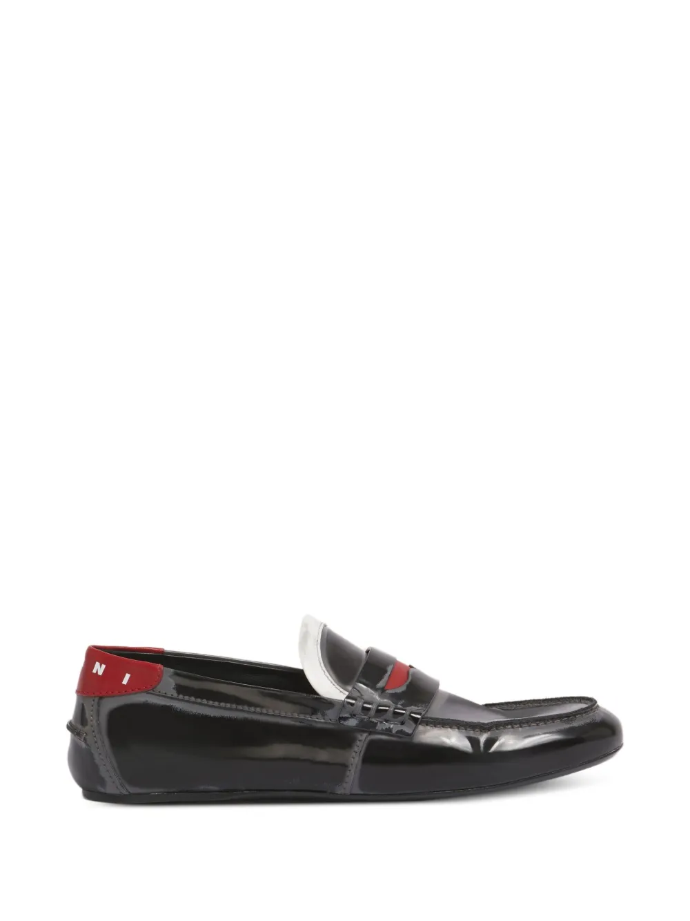 Marni Leren penny loafers Zwart