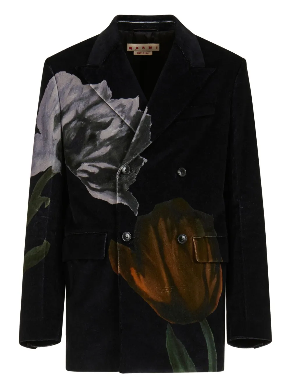 Marni floral-print double-breasted blazer | Black | Image 1