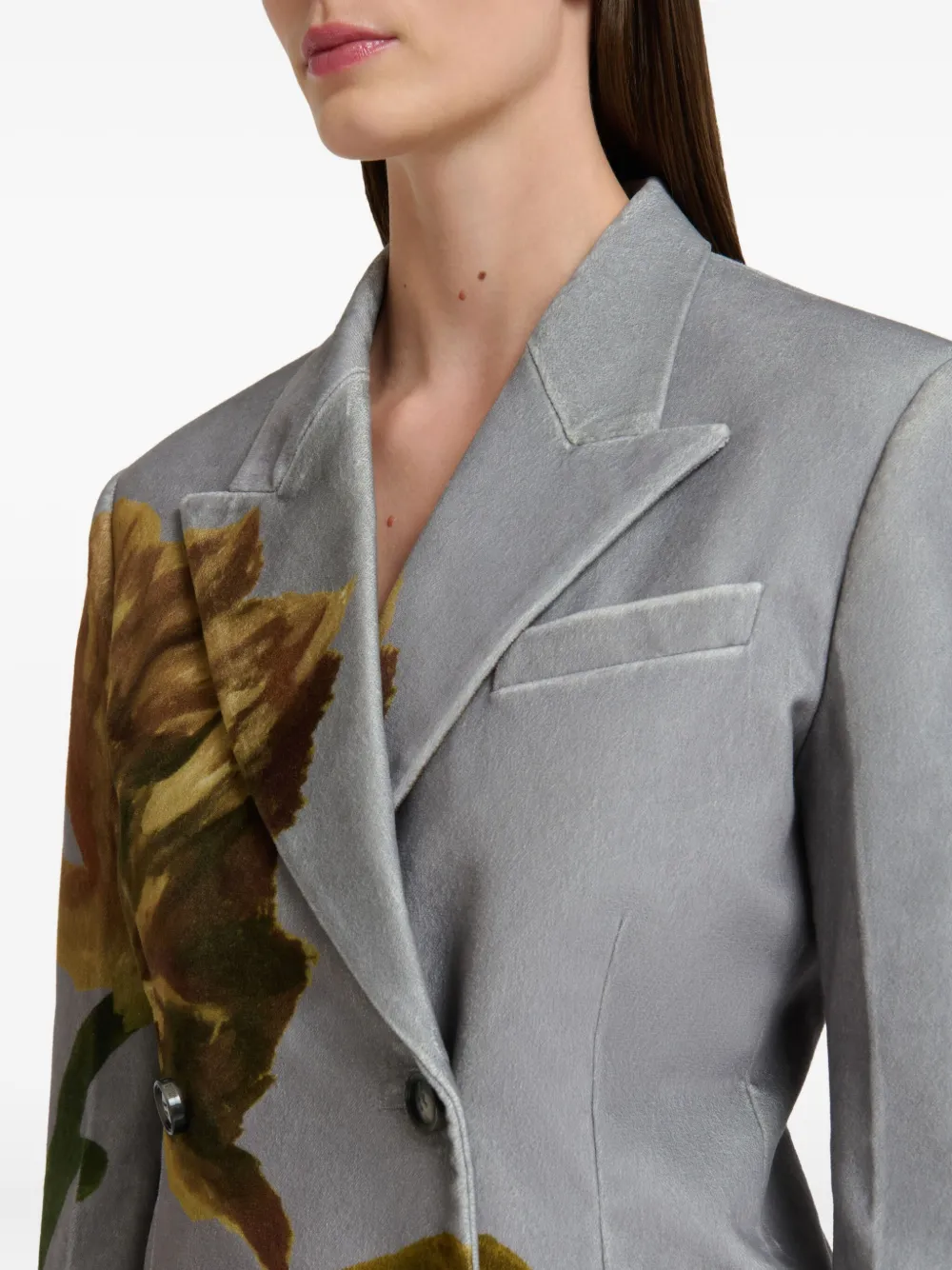 Marni Fluwelen blazer met tulpprint Grijs