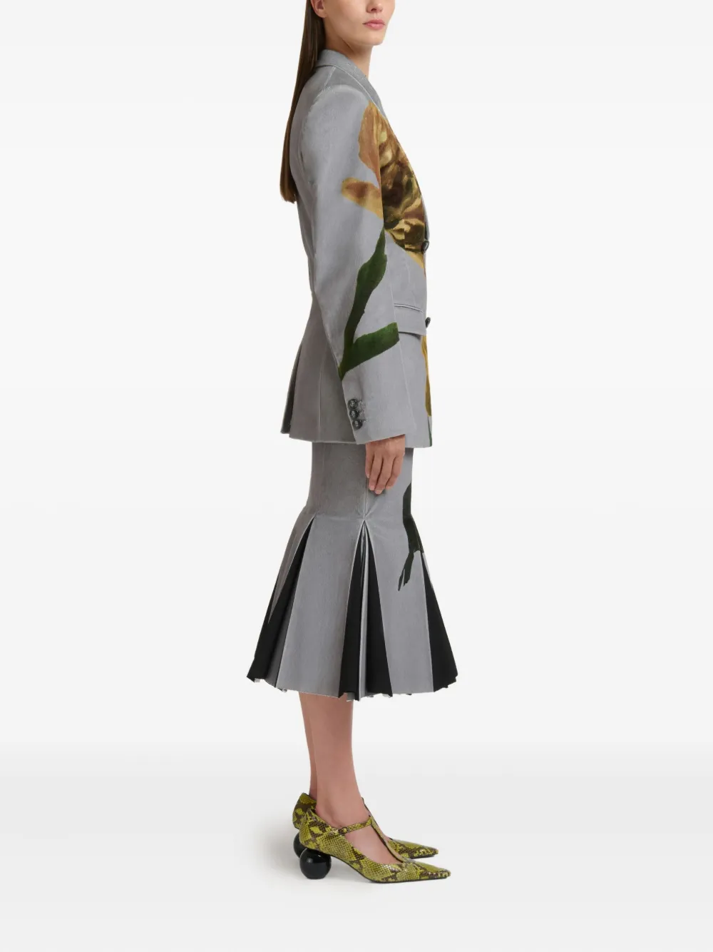 Marni Fluwelen blazer met tulpprint Grijs