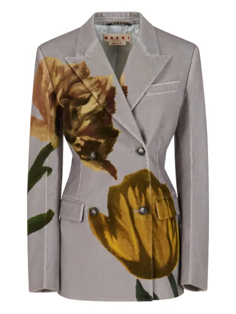 Marni tulip-print velvet blazer