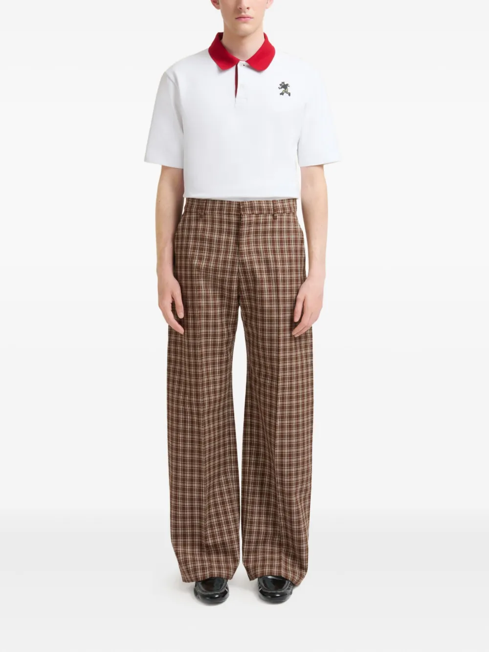 Marni checked wide-leg trousers - Bruin