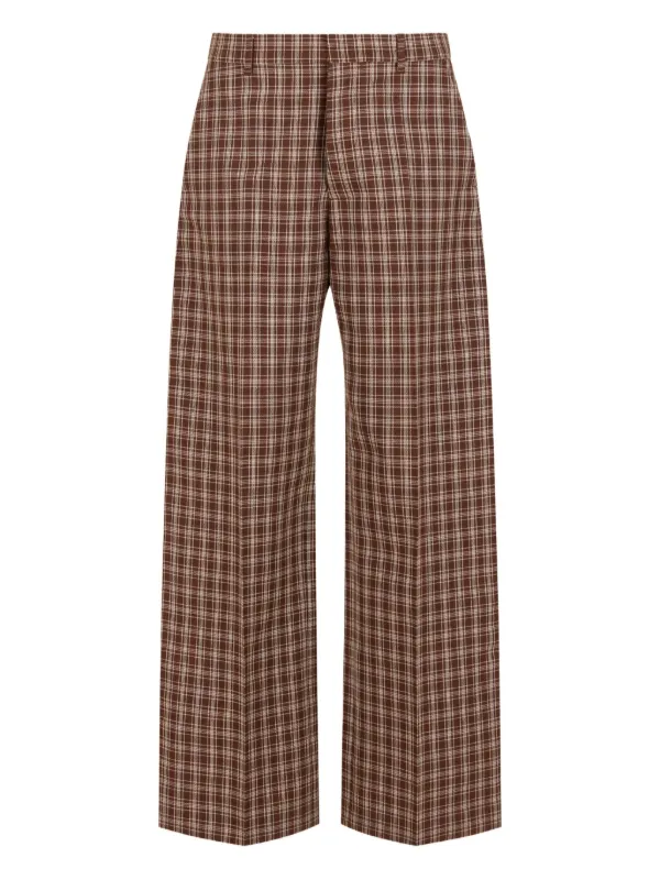 Marni チェック ワイドパンツ | ブラウン | FARFETCH JP