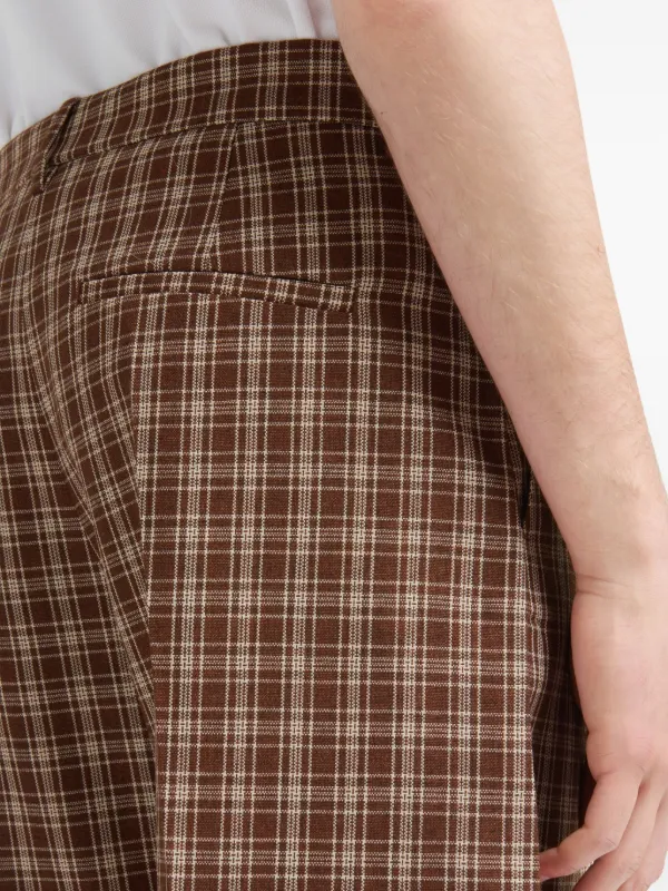 Marni チェック ワイドパンツ | ブラウン | FARFETCH JP