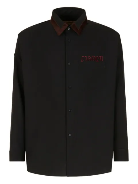 Marni velvet-collared logo shirt