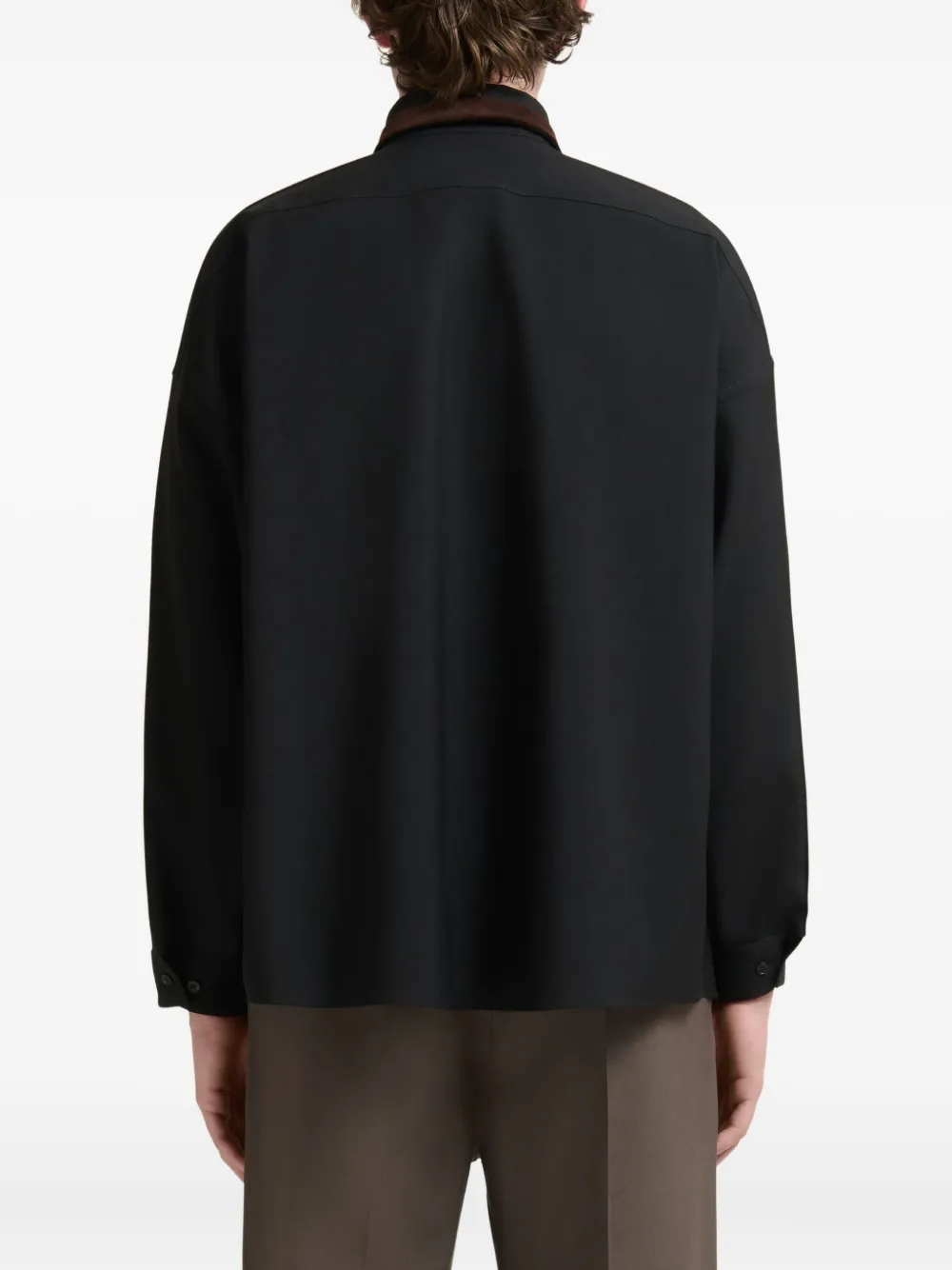 Marni Overhemd met fluwelen kraag en logo Zwart