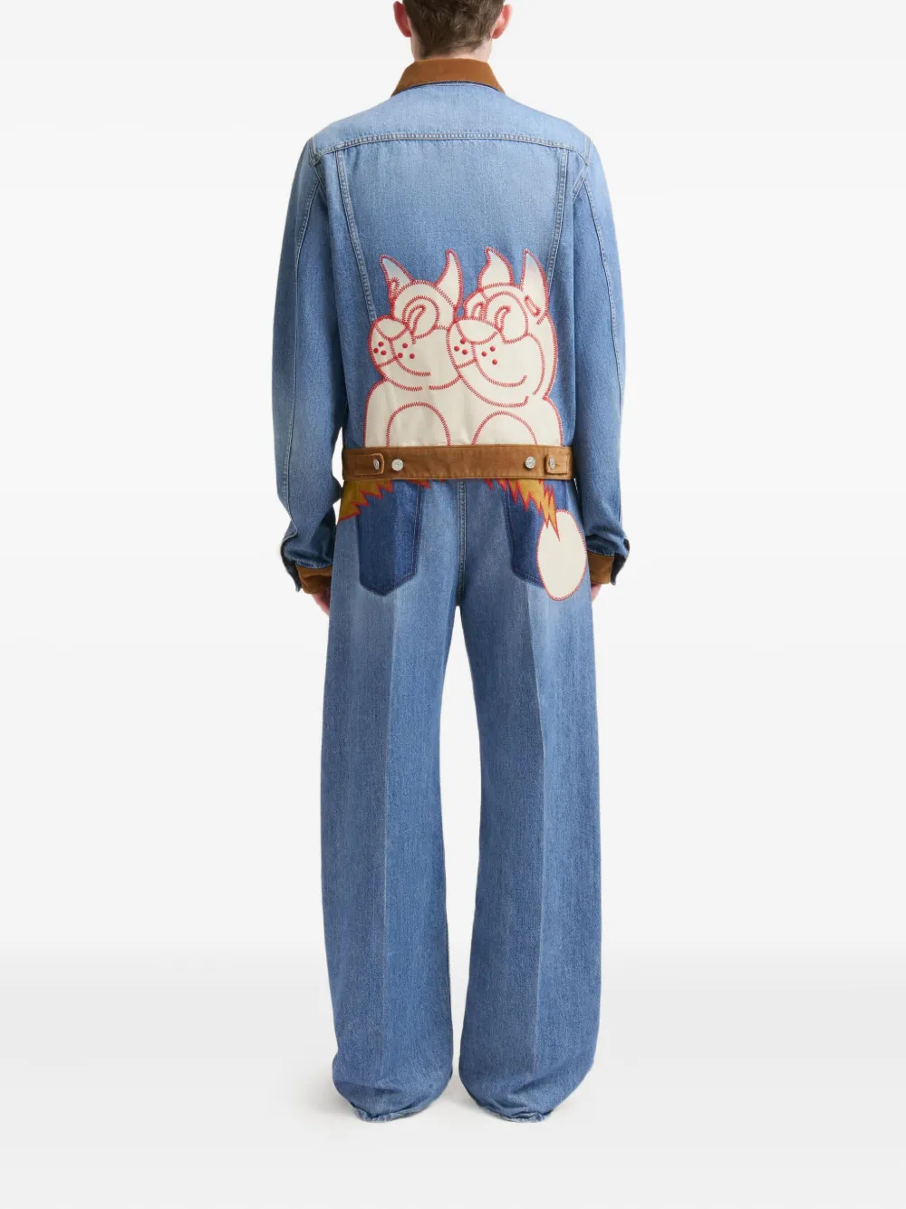 Marni x Slawn & Soldier denim jack met fluwelen afwerking Blauw