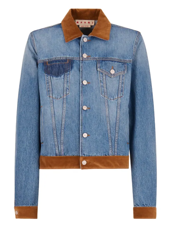 Marni x Slawn & Soldier ベルベットトリム デニムジャケット | ブルー