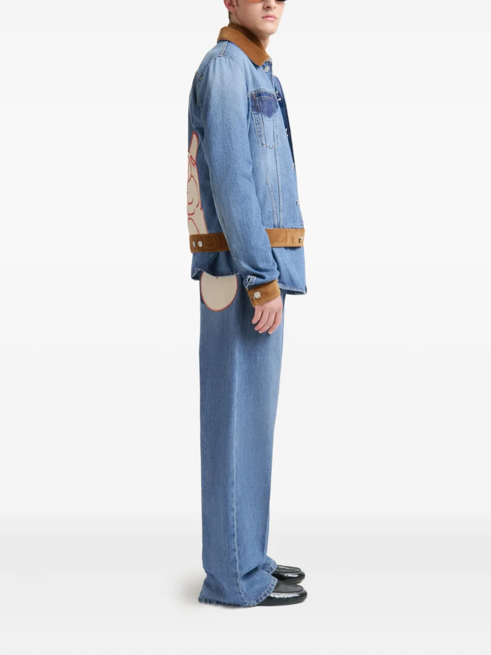 Marni x Slawn & Soldier denim jack met fluwelen afwerking Blauw