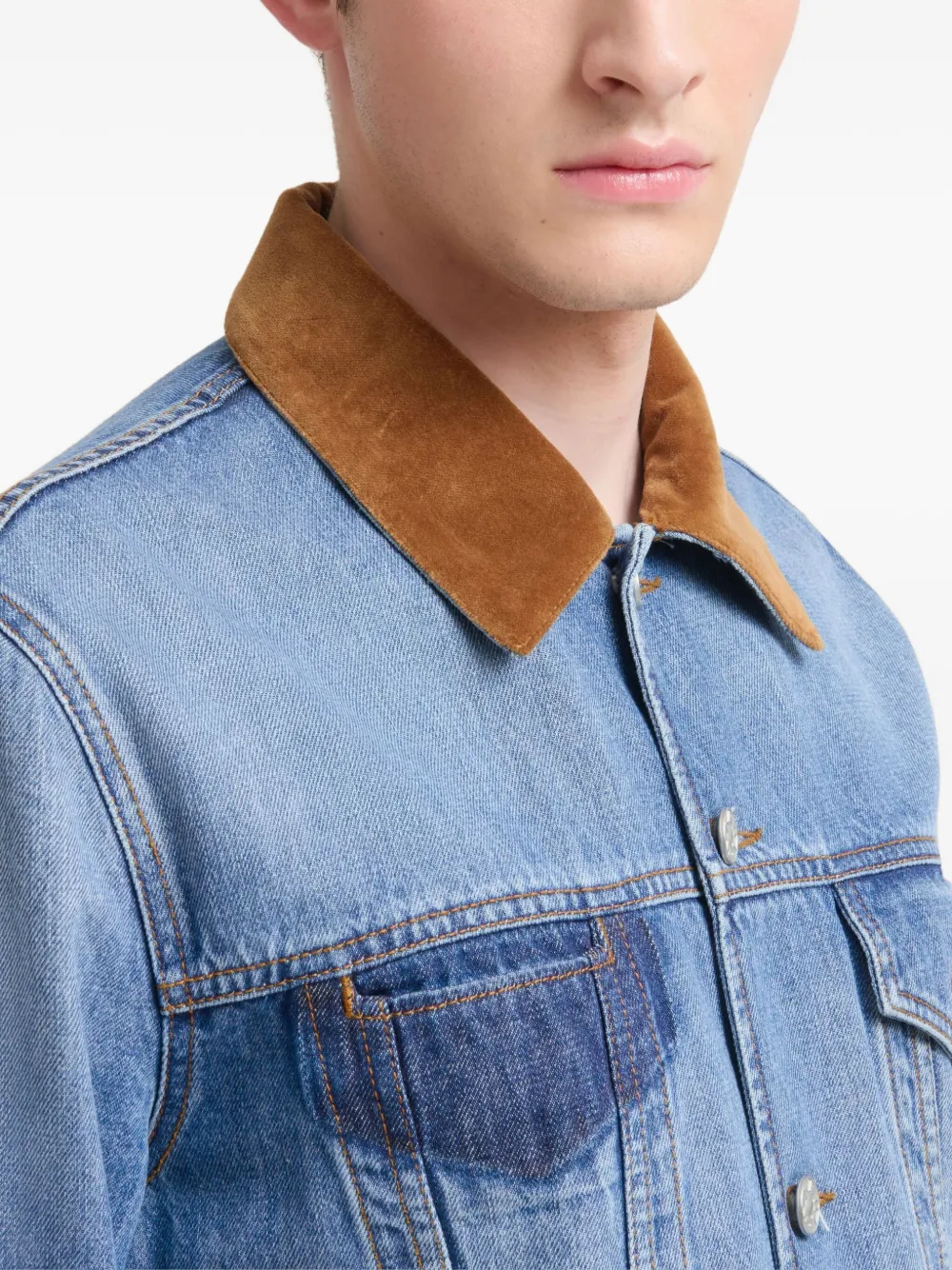 Marni x Slawn & Soldier ベルベットトリム デニムジャケット | ブルー