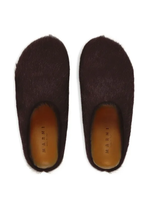 Marni Calf Leather Fussbett  Loafers Mules Black long hair calfskin Fussbett sabot | Marni main image 2