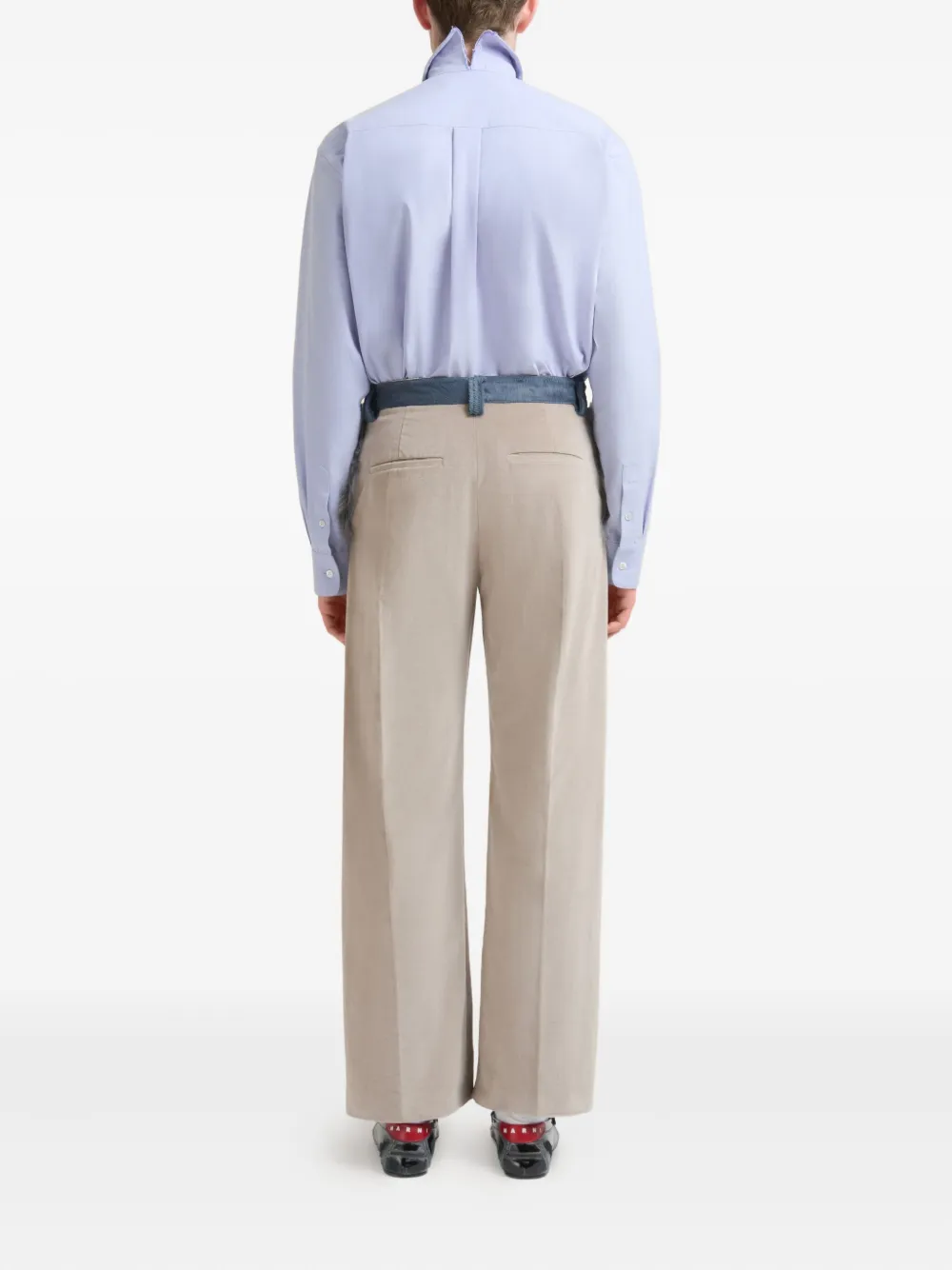 Marni Faux-fur-trimmed Velvet Trousers In Neutral