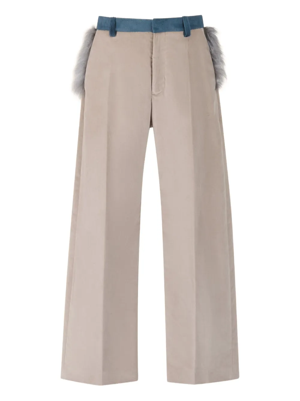 Marni faux-fur-trimmed velvet trousers | Neutrals | Image 1