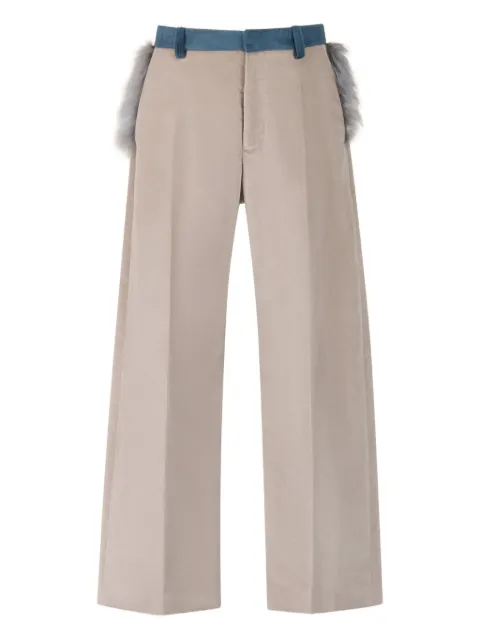 Marni pantalones de terciopelo con ribete texturizado