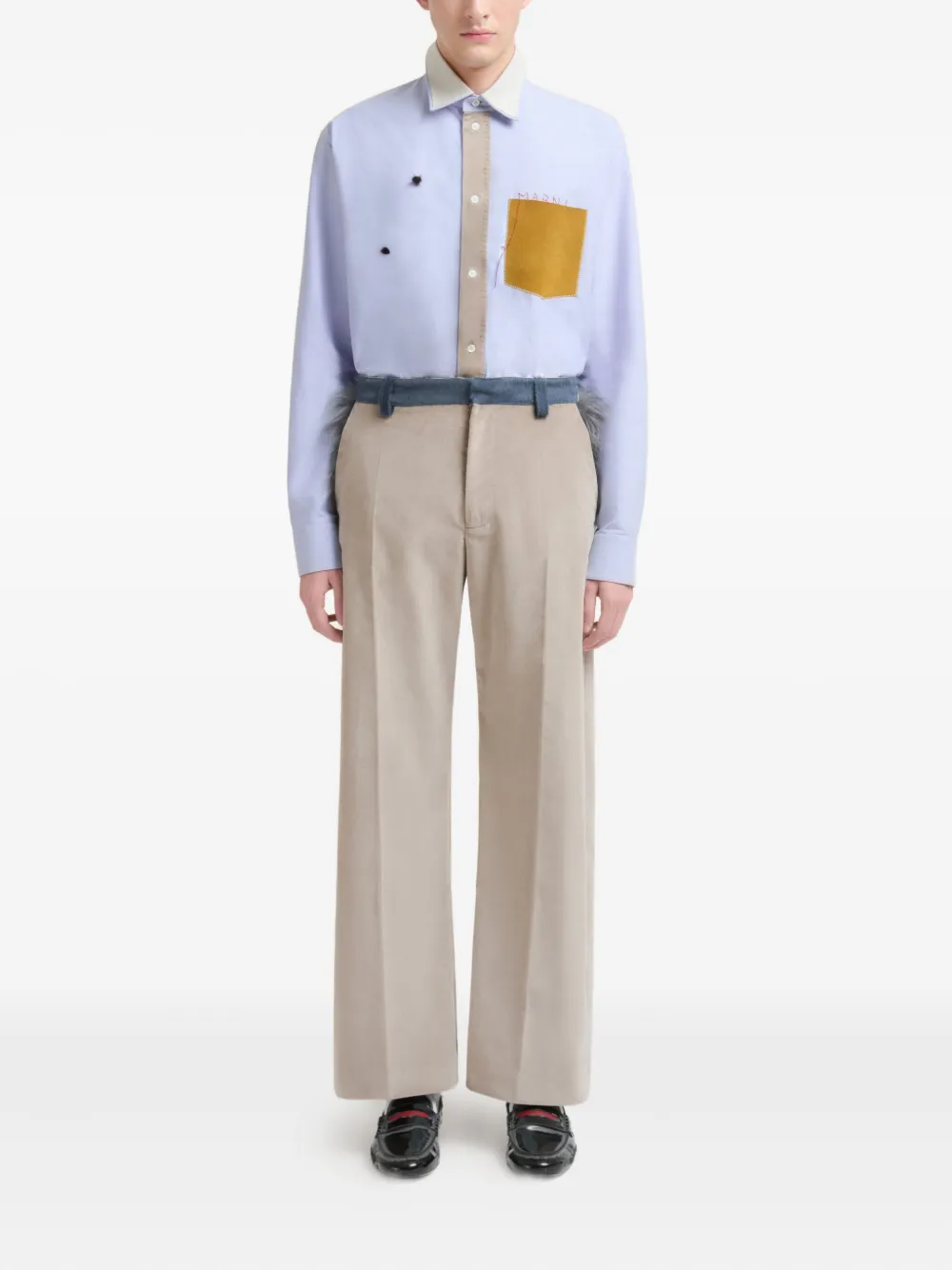 Marni Fluwelen broek met afwerking van imitatiebont - Beige