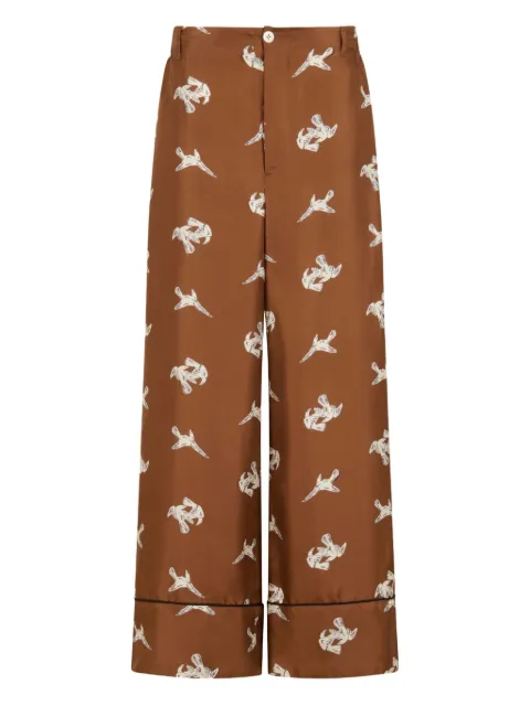 Marni raven-print wide-leg trousers