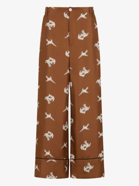 Marni raven-print wide-leg trousers