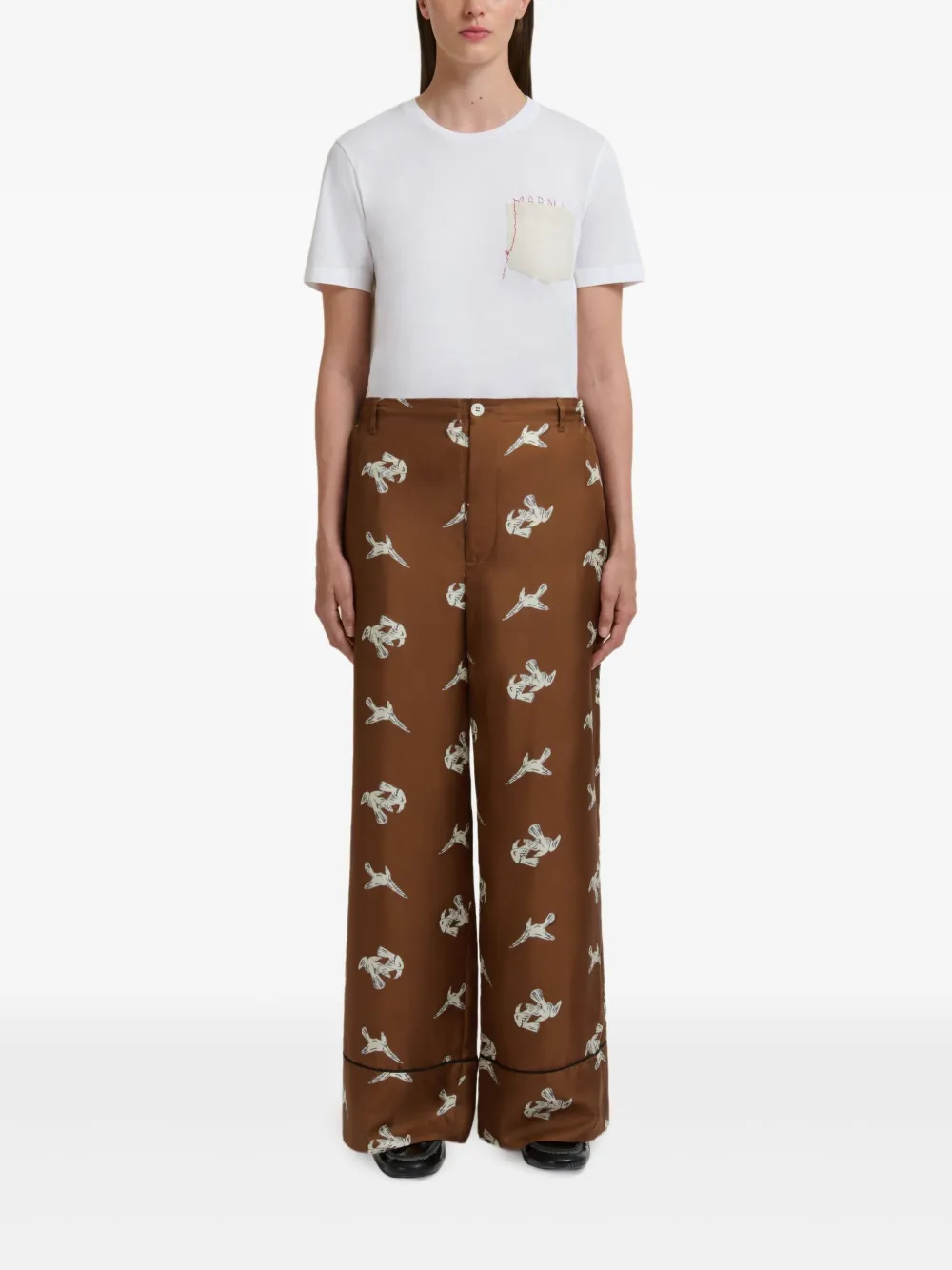 Marni raven-print wide-leg trousers | Wide-Leg Pants | Image 2