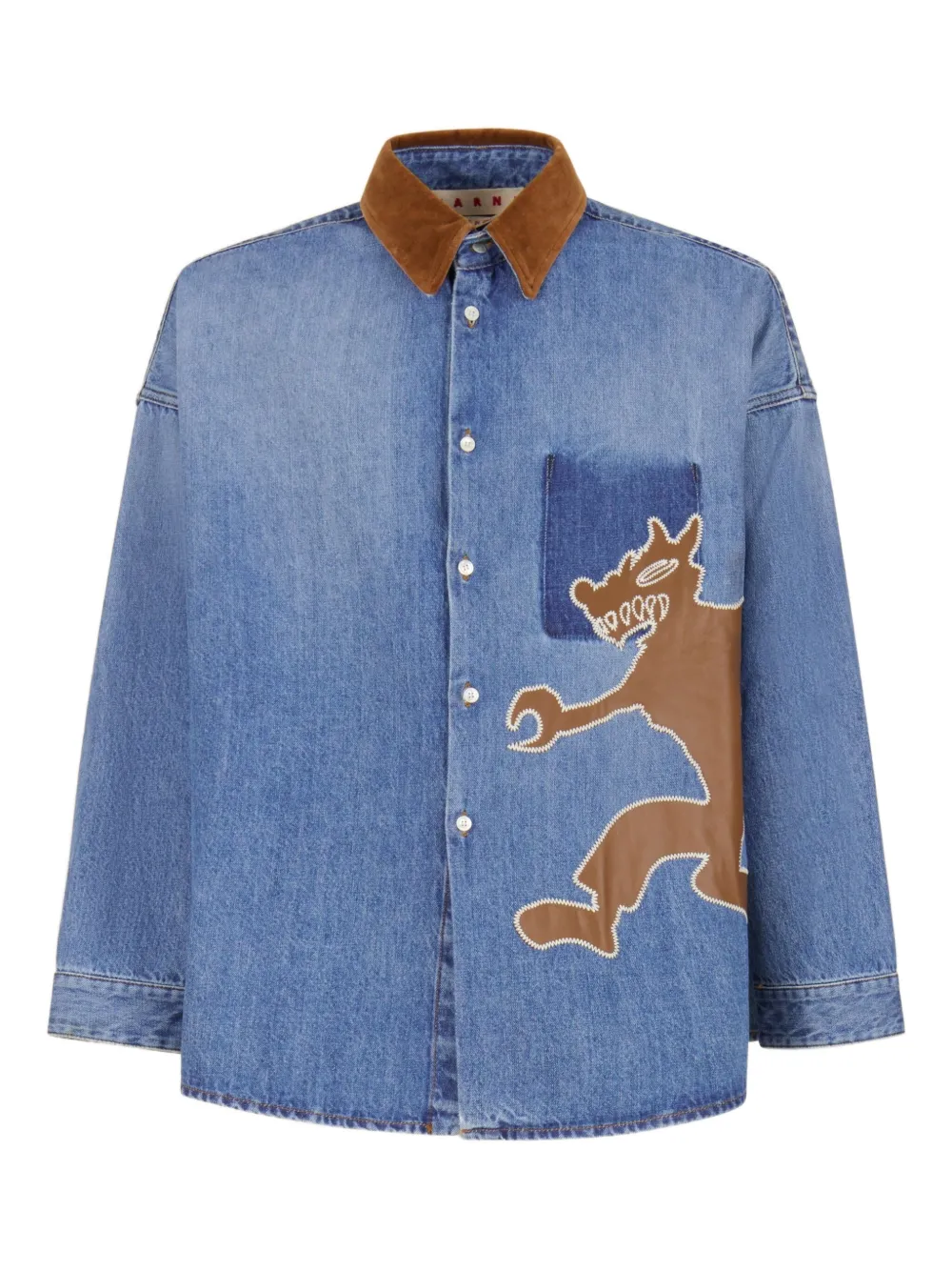 Marni x Slawn & Soldier wolf-patch denim shirt | أزرق | Image 1
