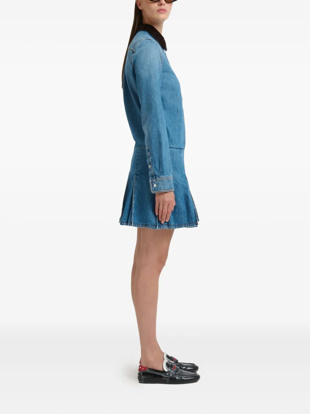 Marni X Slawn & Soldier Jeans-minikleid Mit Falten In Blue