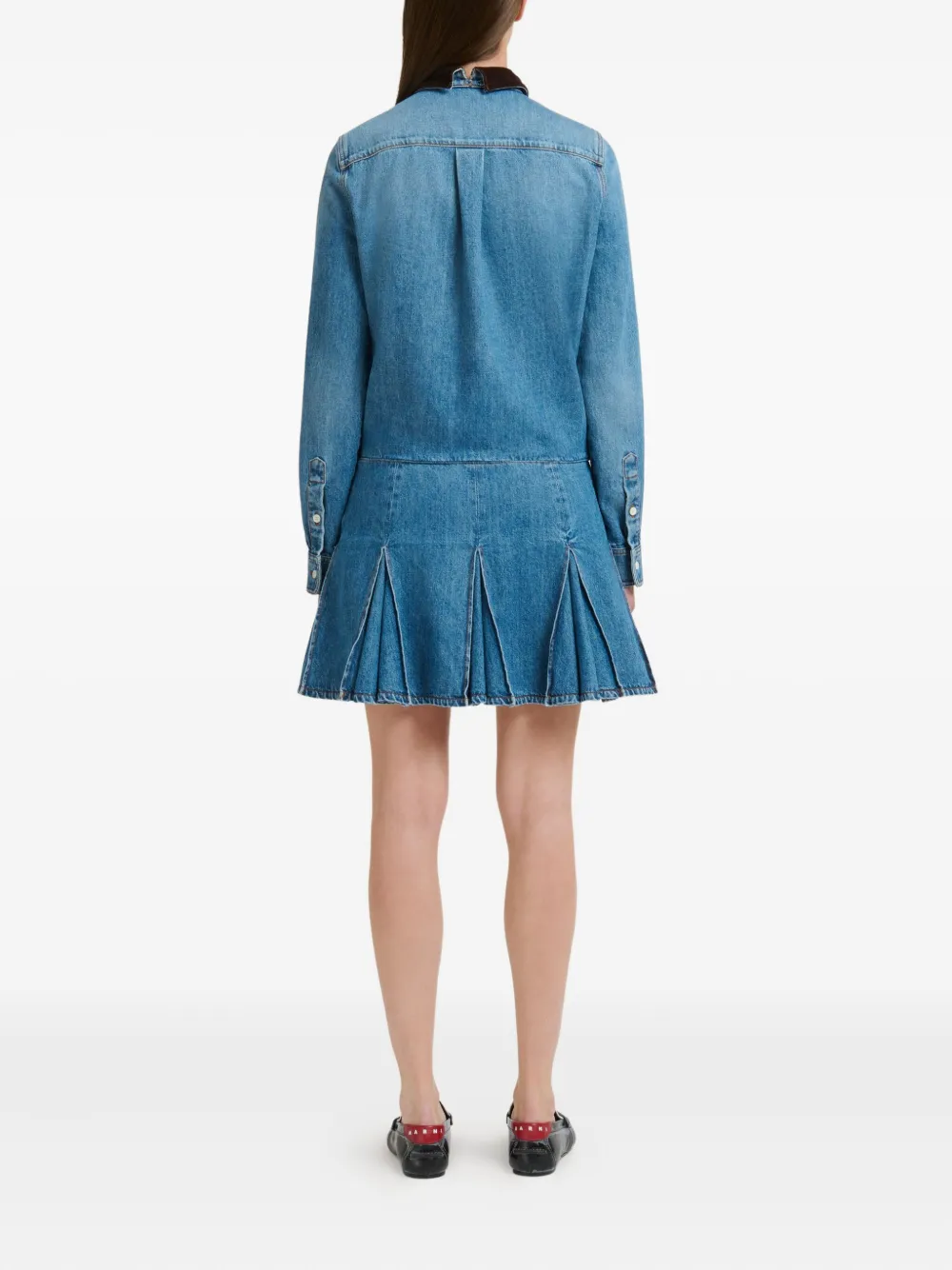 Marni X Slawn & Soldier Jeans-minikleid Mit Falten In Blue