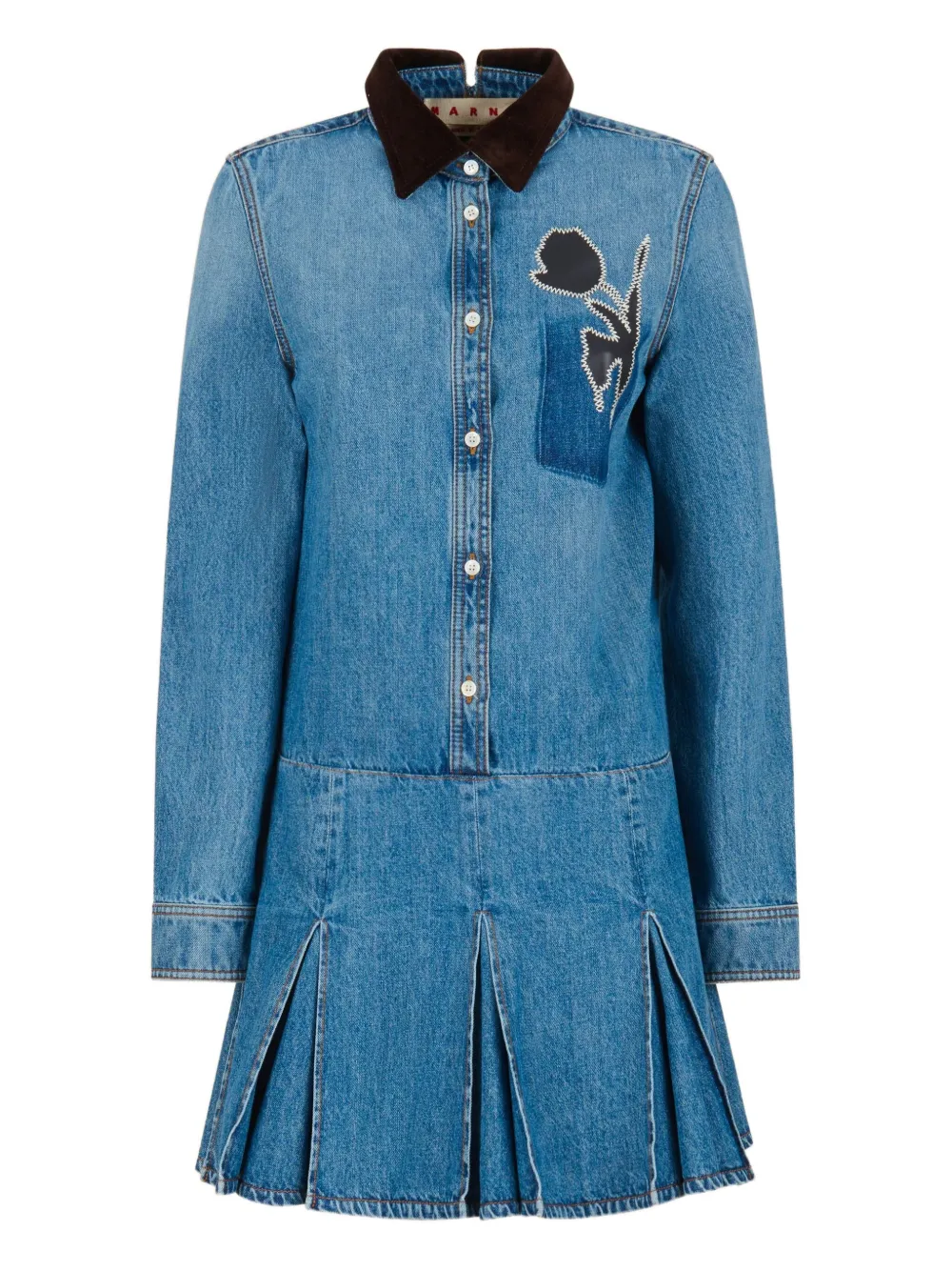 Marni X Slawn & Soldier Jeans-minikleid Mit Falten In Blue
