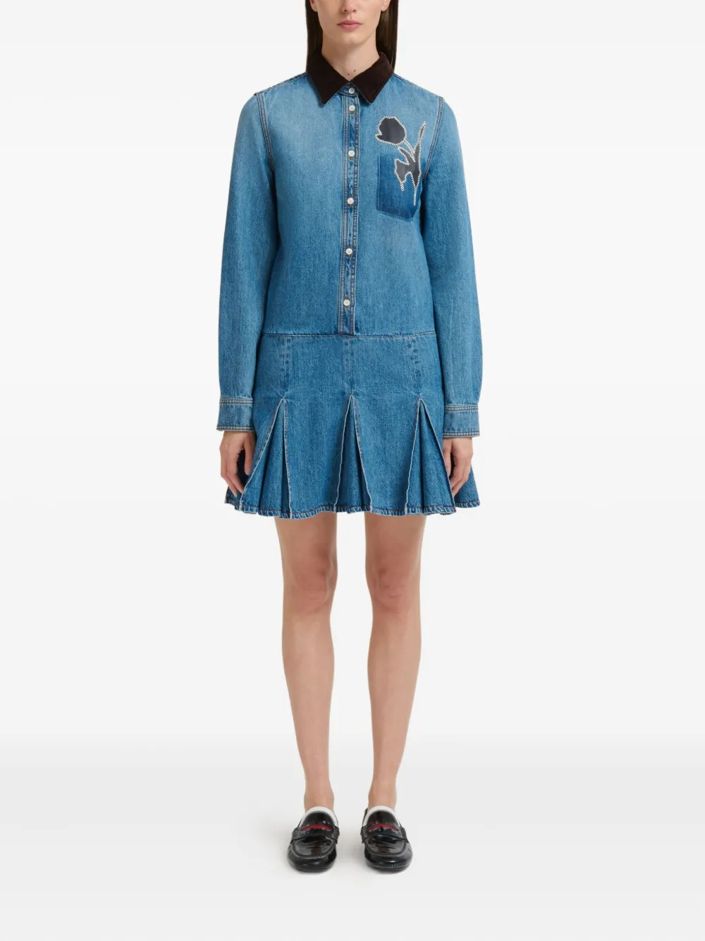 Marni X Slawn & Soldier Jeans-minikleid Mit Falten In Blue