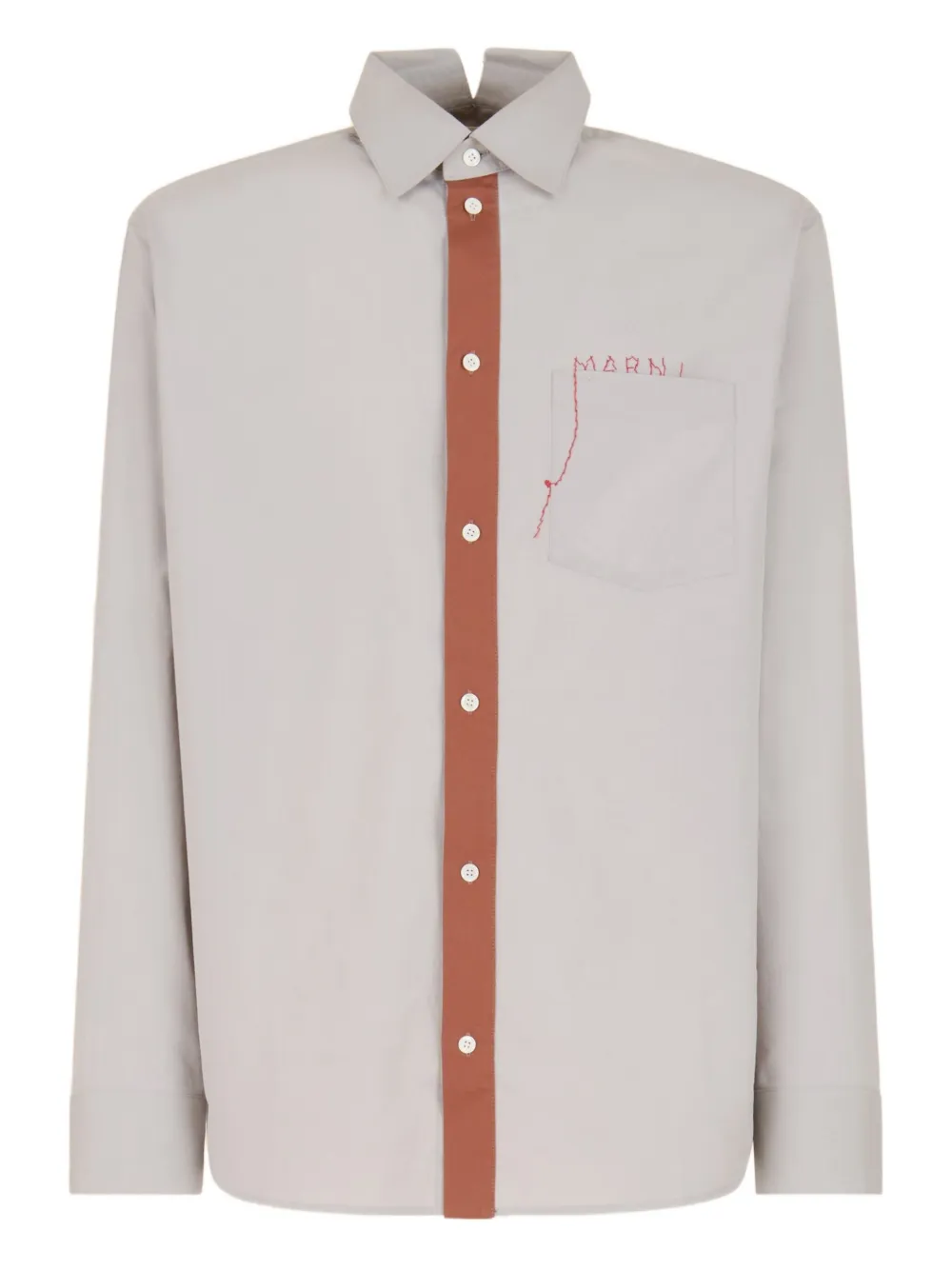 Marni split-collar embroidered shirt | Grey | Image 1