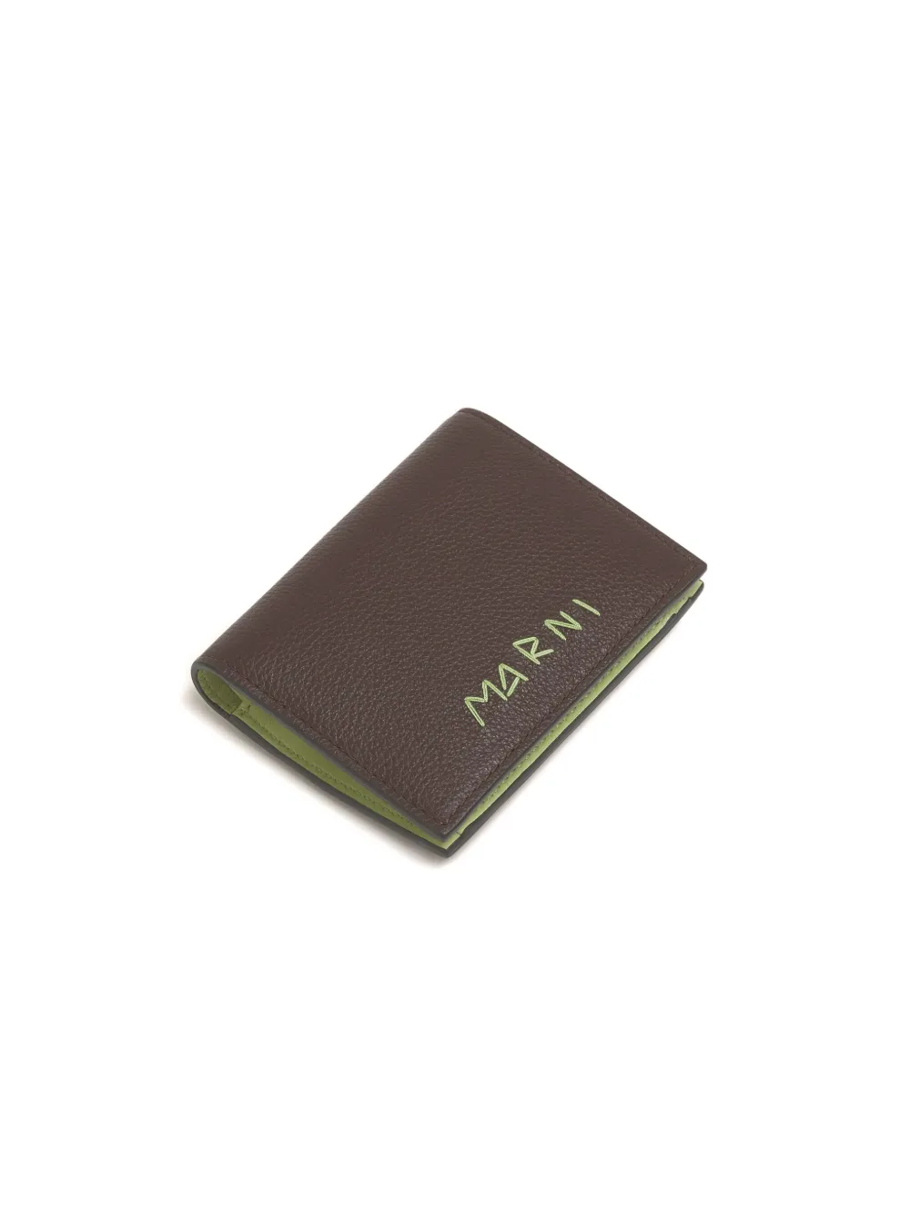 Marni Logo-plaque Calfskin Leather Wallet In Brown