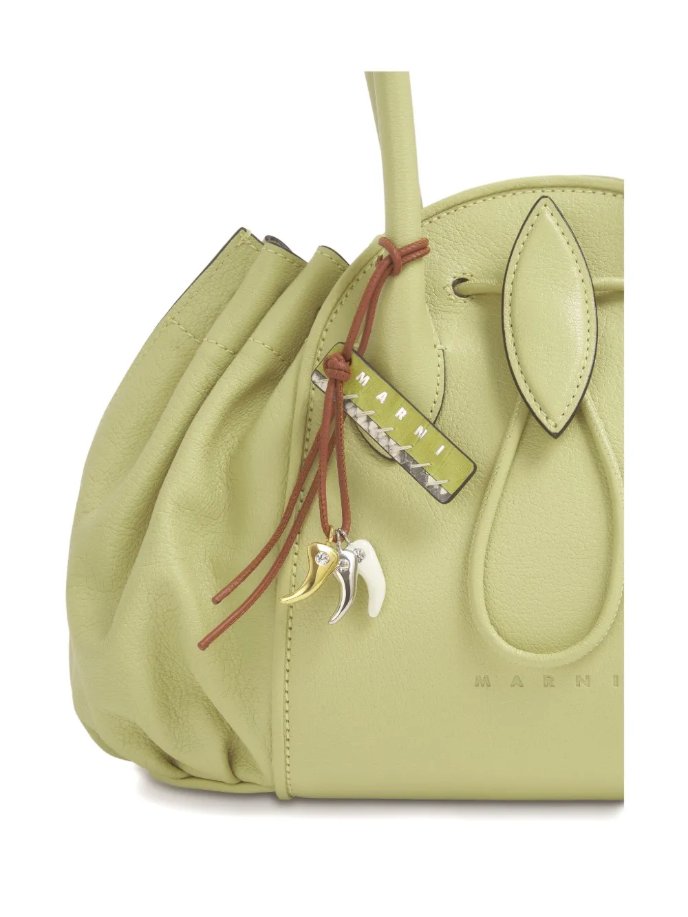 Marni Leather Knotted Keyring In Brown