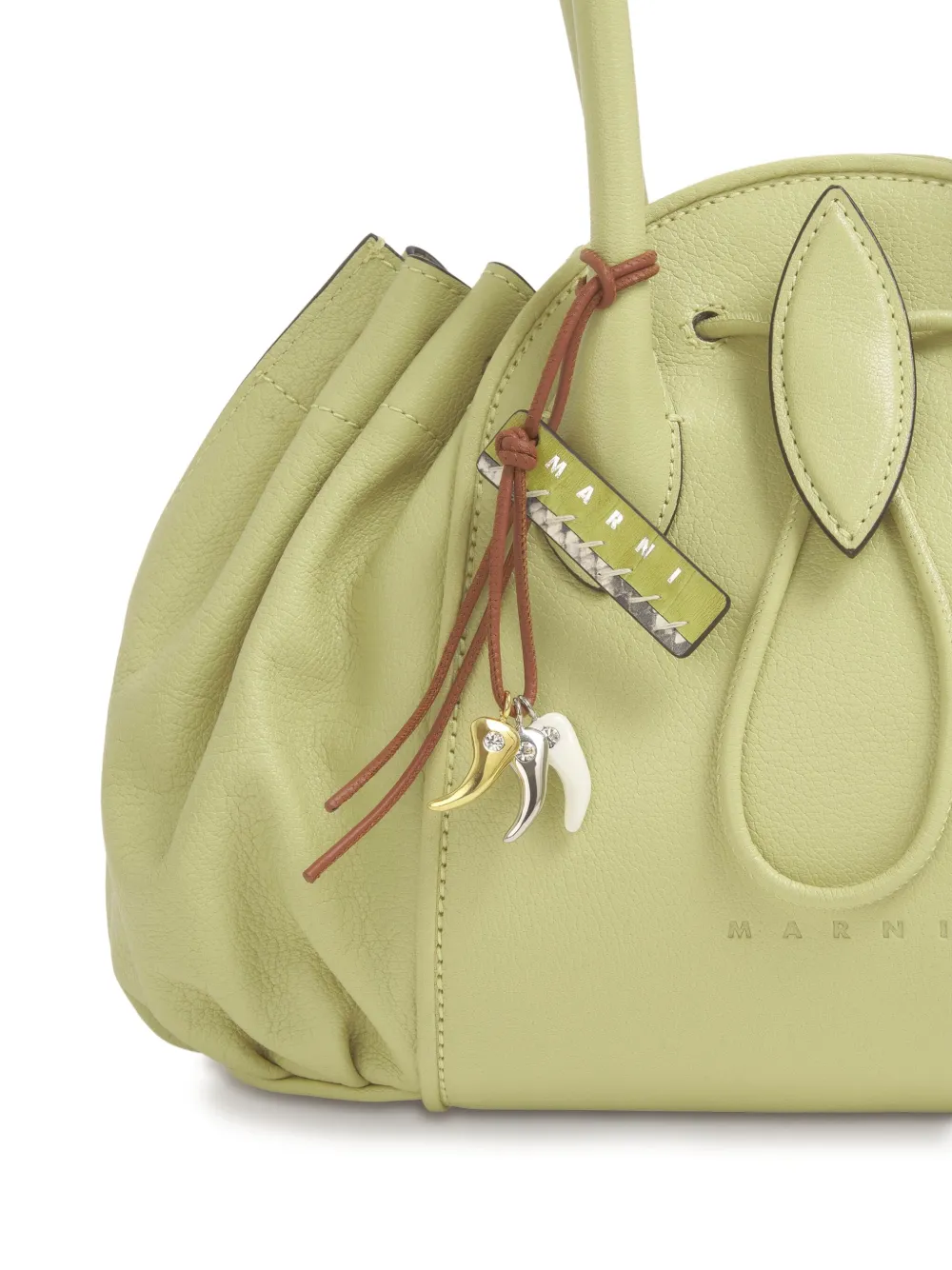 Marni Geknoopte leren sleutelhanger Bruin