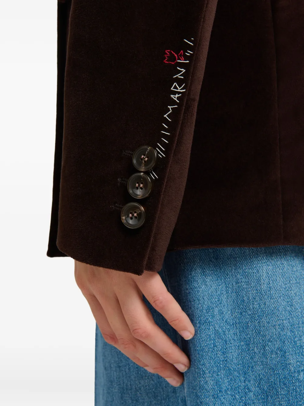 Marni Velvet Calf-hair Collar Blazer In Brown