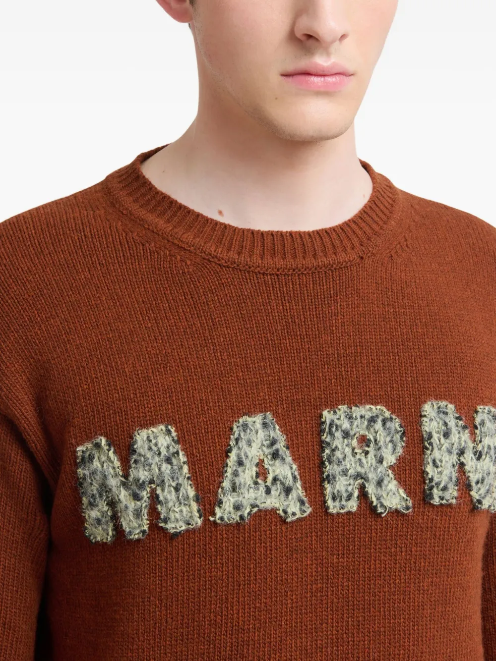 Marni Wollen trui met logodetail Bruin