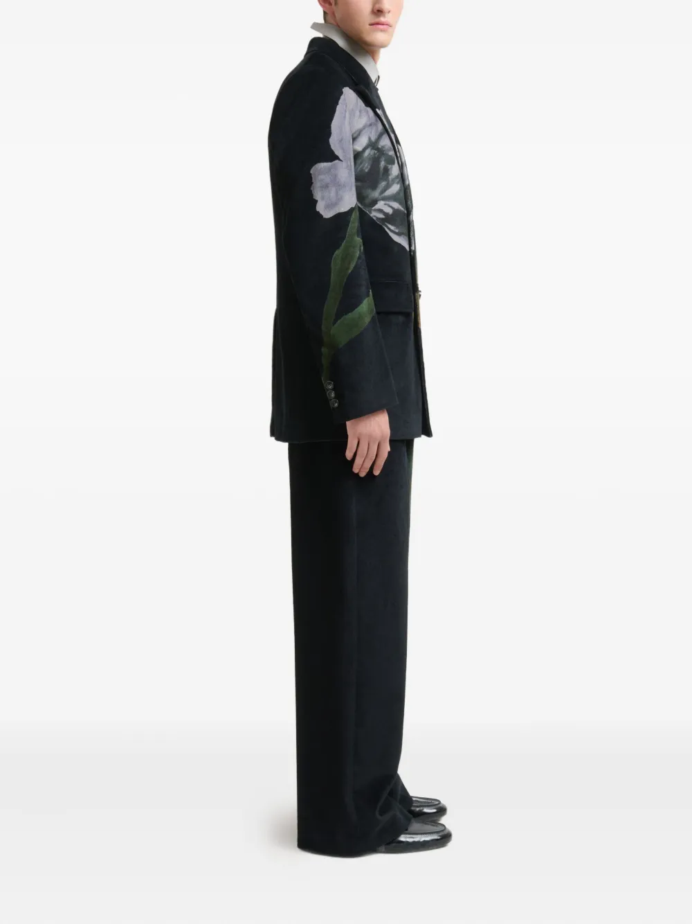 Marni X Slawn & Soldier Tulip-print Velvet Trousers In Black