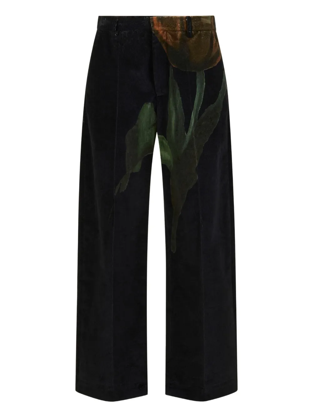 Marni x Slawn & Soldier tulip-print velvet trousers | Black | Image 1