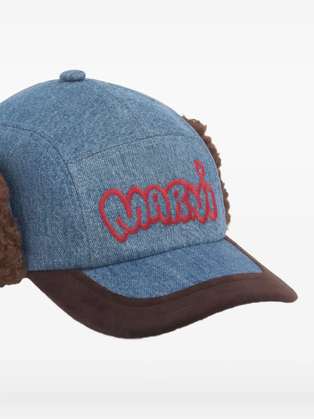 Marni Denim Ear-flap Baseball Cap In Blue