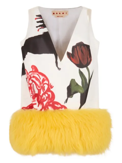 Marni x Slawn & Soldier fur-trimmed mini dress