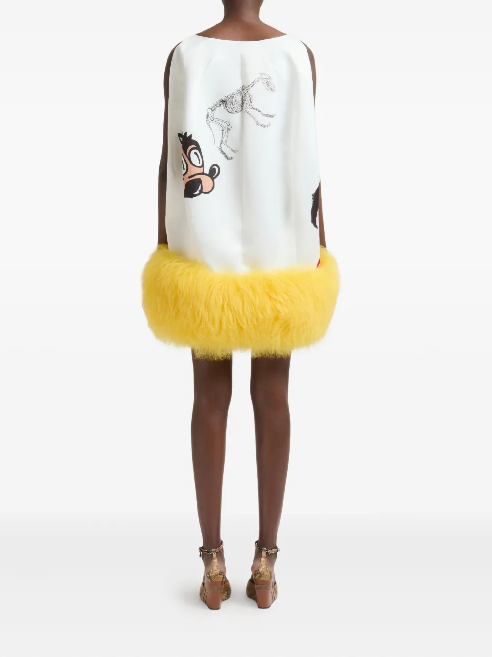 Marni X Slawn & Soldier Fur-trimmed Mini Dress In Multi