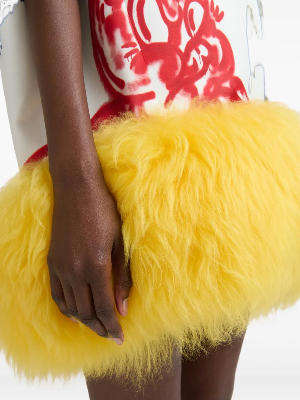 Marni X Slawn & Soldier Fur-trimmed Mini Dress In Multi