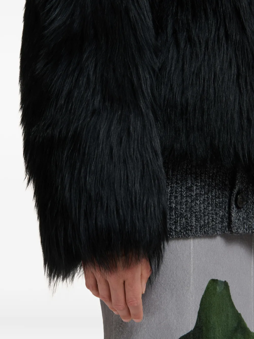 Marni Shearling Fluffy Jacket In Black
