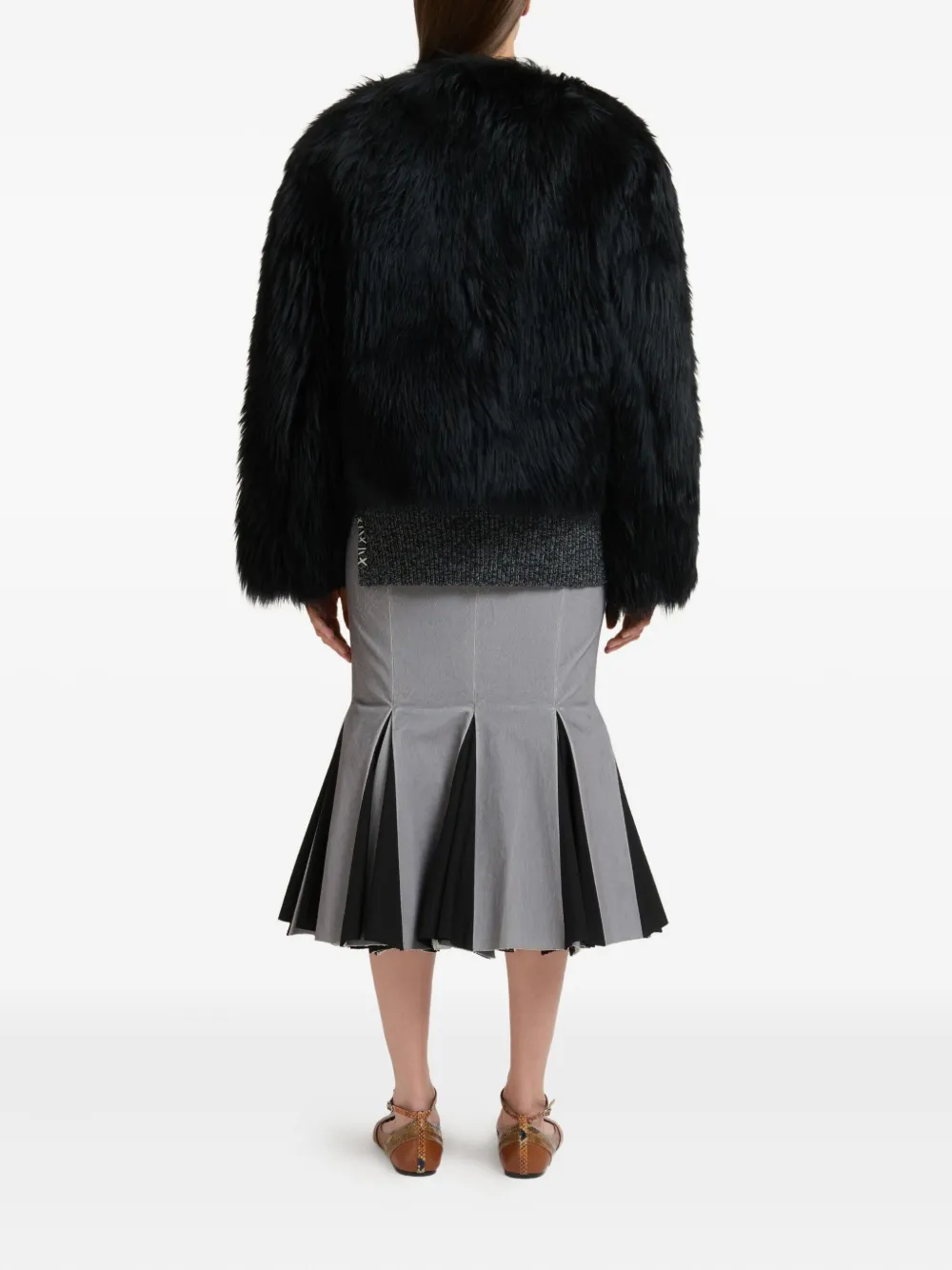 Marni Shearling Fluffy Jacket In Black