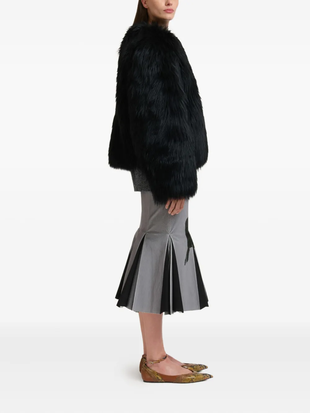 Marni Shearling Fluffy Jacket In Black