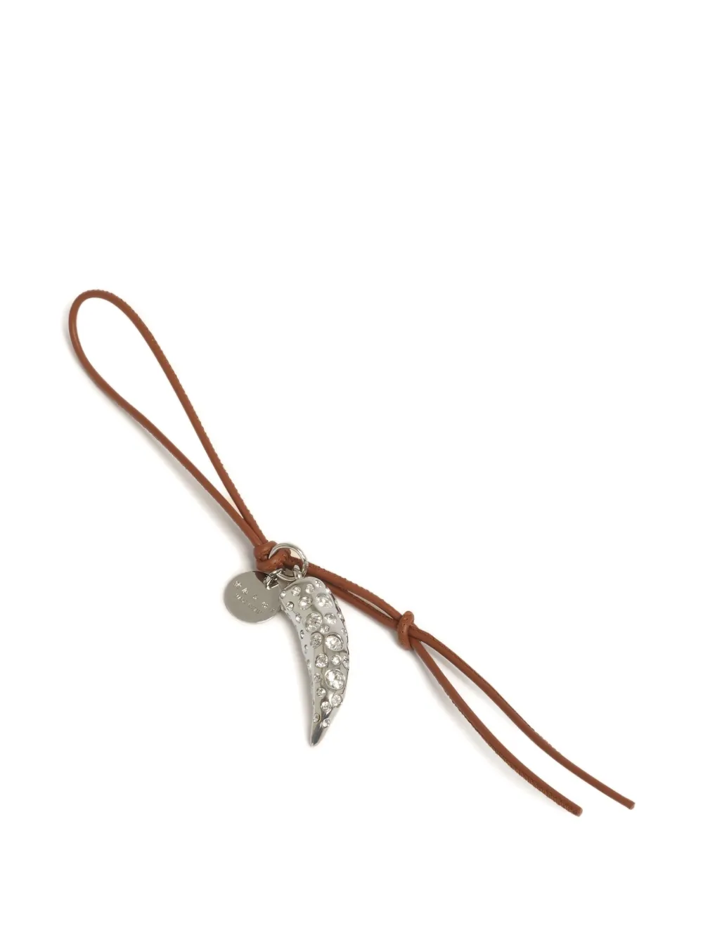 Marni Leather Crystal-embellished Keyring In Brown