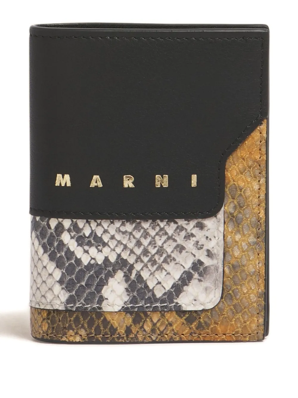 Marni Leather Python-print Bifold Wallet In Black