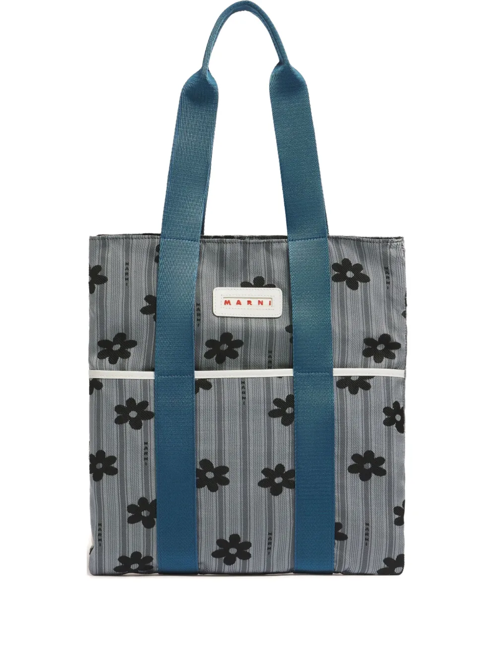 Marni Floral Tape-handles Tote Bag In Multi