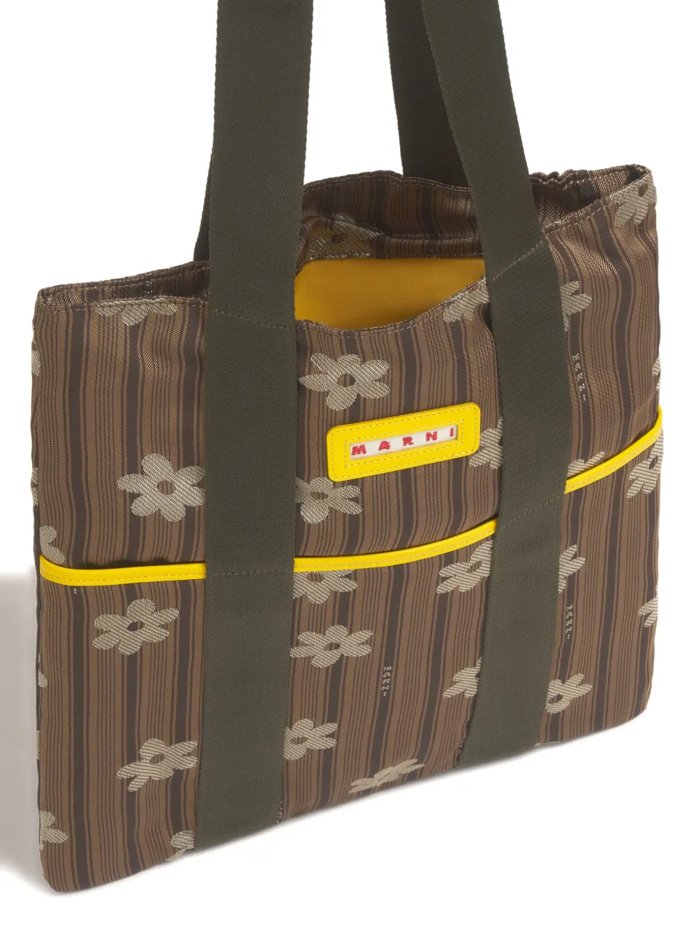 Marni Floral Striped Tote Bag In Multi
