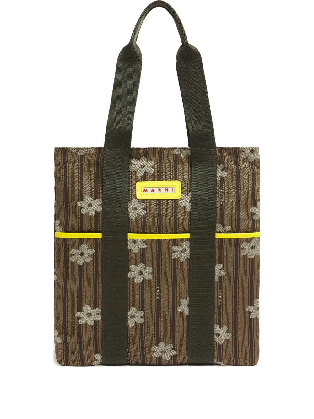 Marni Floral Striped Tote Bag In Multi