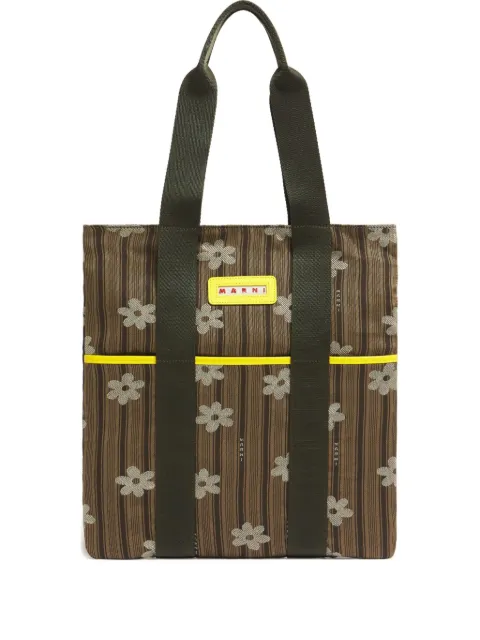 Marni floral striped tote bag