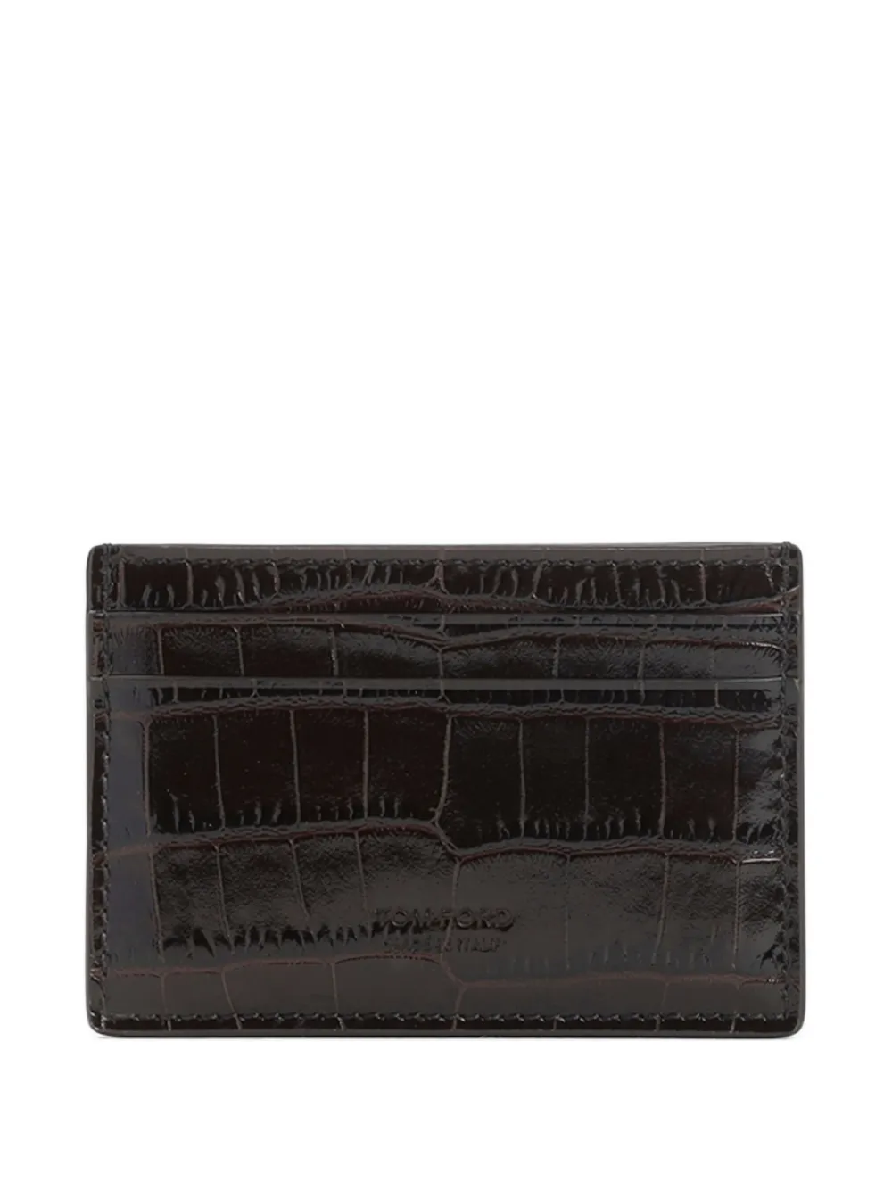 Tom Ford Crocodile-embossed Cardholder In Black